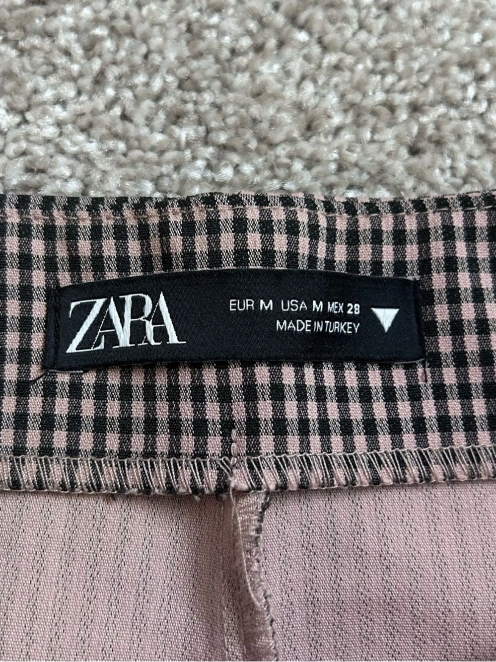 Zara Gingham Plaid Faux Button Skort High Rise Pink Black Size Medium Never Worn - Picture 5 of 7